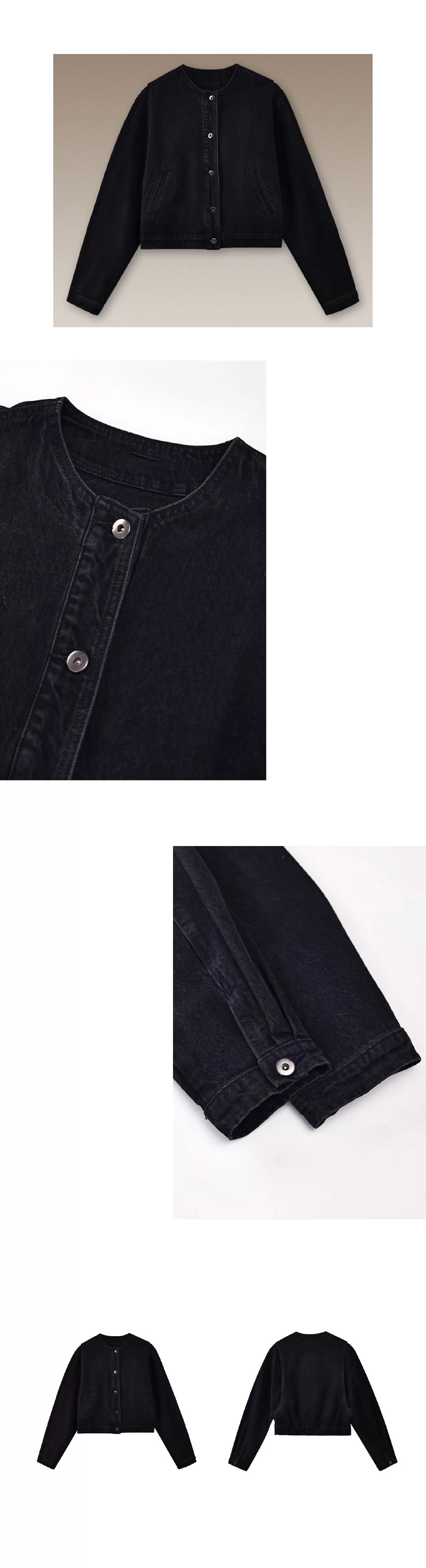 龐克牛仔做舊復古水洗寬鬆輪廓短款圓領顯瘦小個子外套