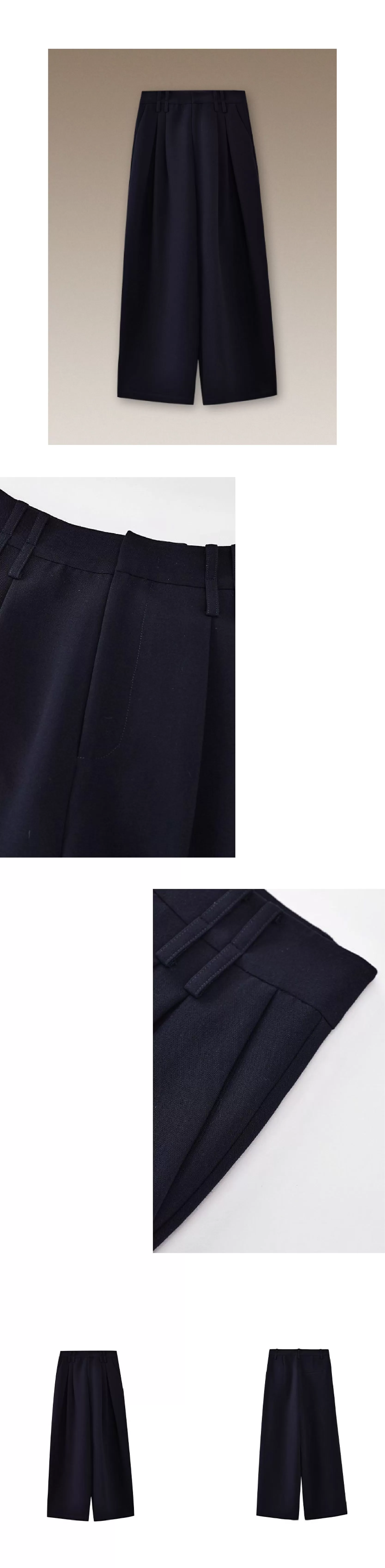 鬆弛顯瘦版型雙面織造斜紋西褲布料高腰闊腿通勤長褲女