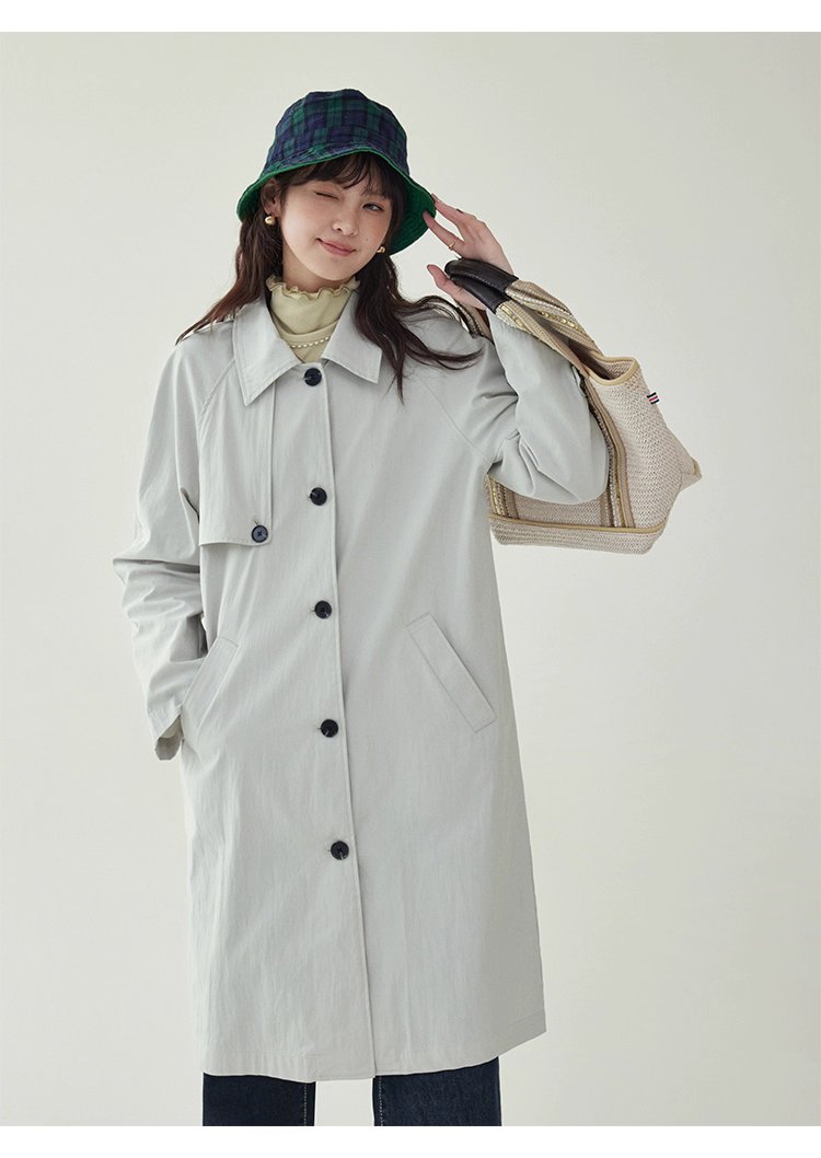 韓系單扣中長款風衣外套女25秋季新款長袖上衣