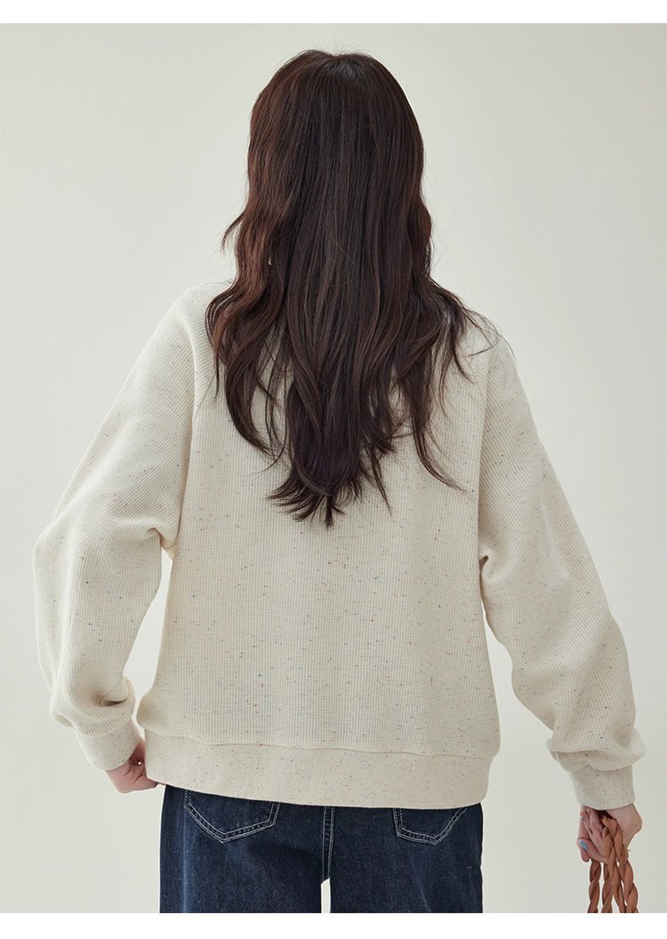 撞色彩點半開拉鍊衛衣T恤女秋季新款插肩袖上衣