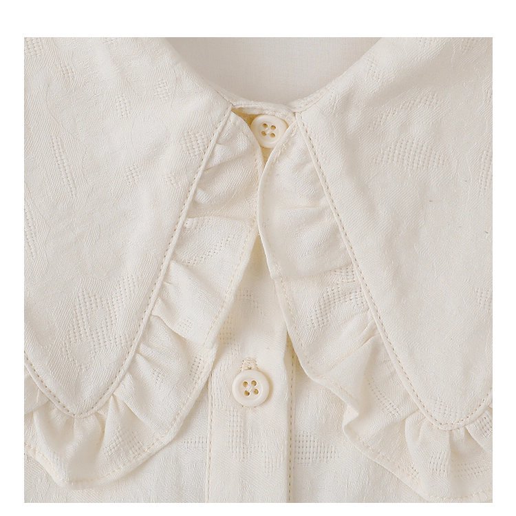 減齡純色花邊翻領洋裝女秋季新款中長娃娃裙