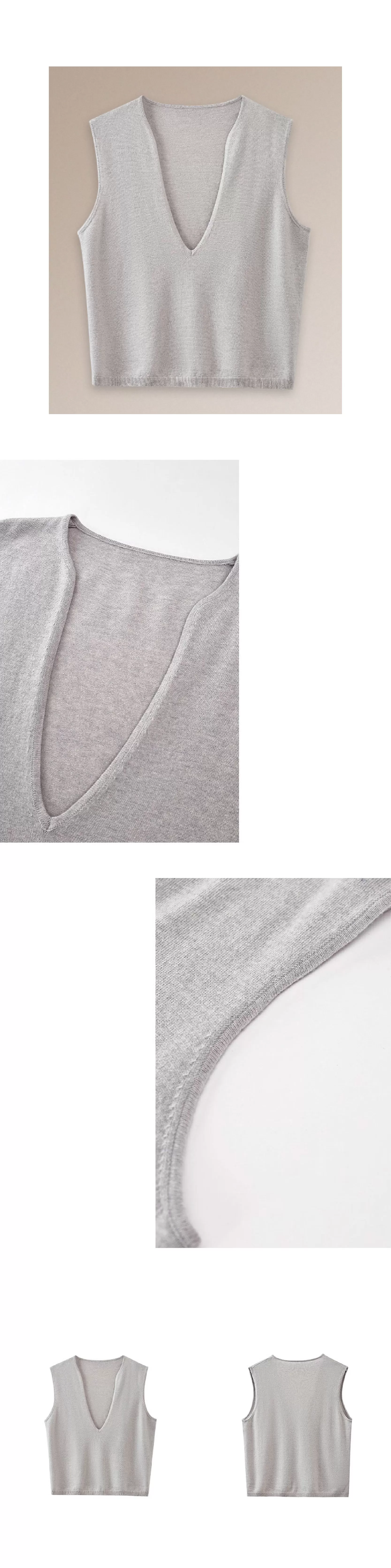 時髦放大鏡100羊毛深v領針織寬鬆疊穿簡約通勤背心女