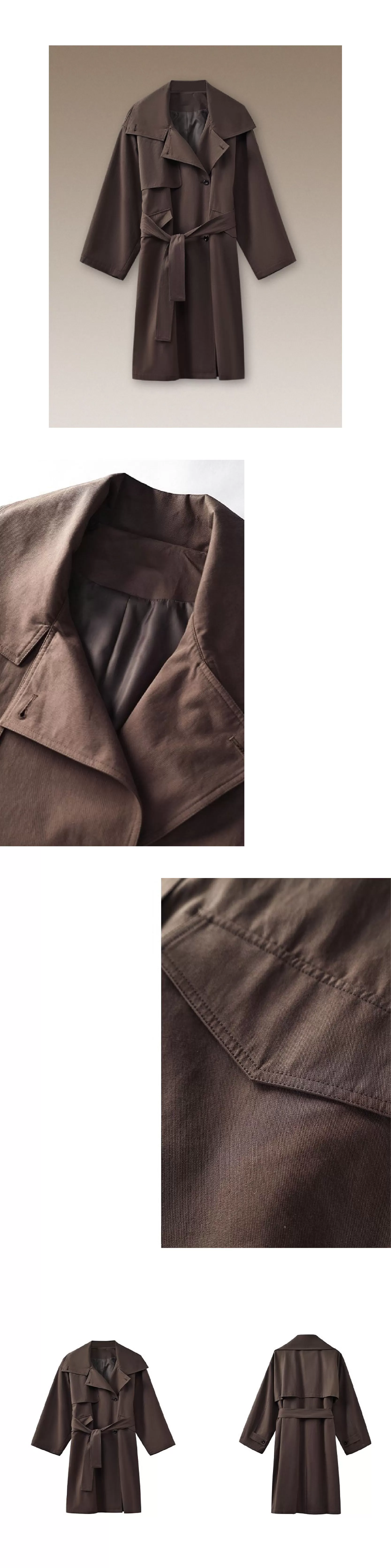 利落入秋100棉挺括寬鬆簡約氣場長款顯瘦通勤風衣外套女