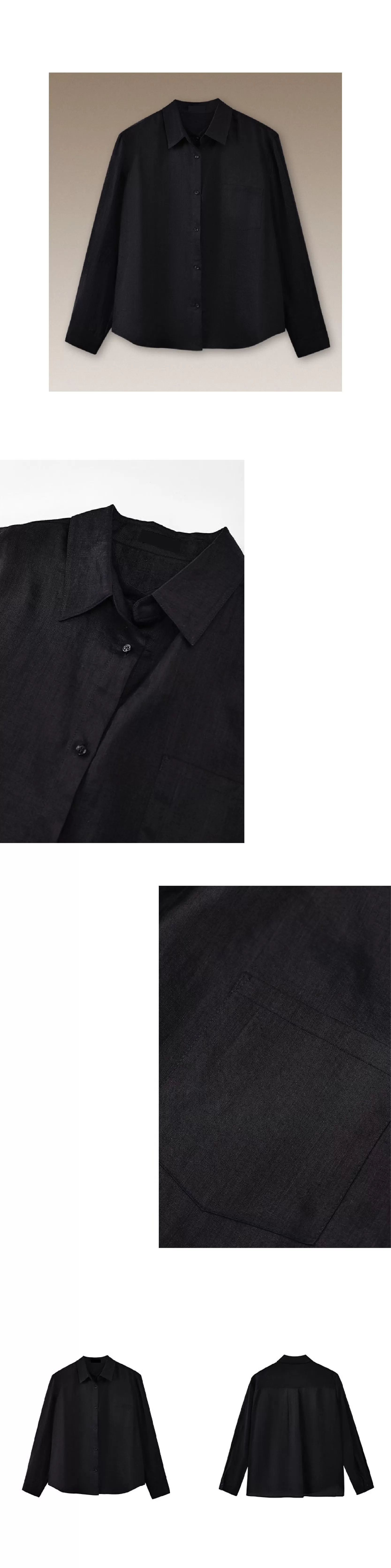 另類通勤設計感假兩件100苧麻挺括疊穿寬鬆顯瘦長袖襯衫