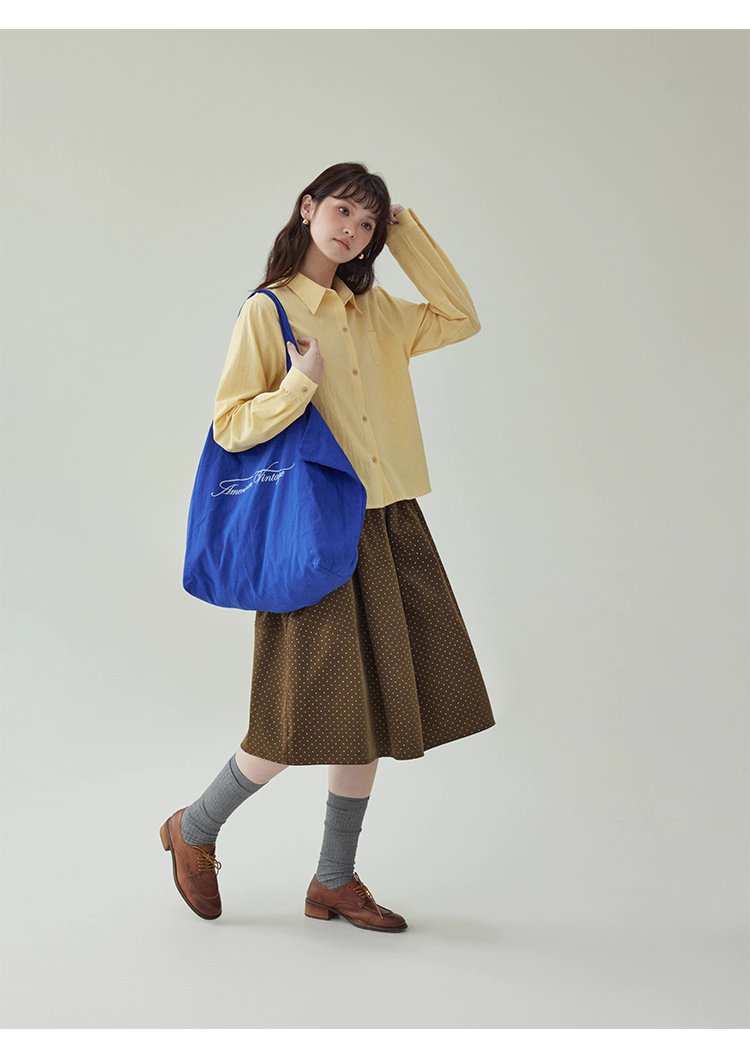 復古波點燈芯絨半身裙女秋冬新款高腰純棉a字裙