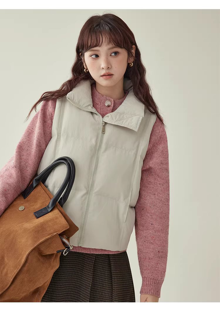 韓系純色無袖拉鍊棉服女冬新款立領馬甲疊穿外套,韓系純色無袖拉鍊棉服女冬新款立領馬甲疊穿外套,HBEW5105,韓系純色無袖拉鍊棉服女冬新款立領馬甲疊穿外套,疊搭造型,保暖舒適