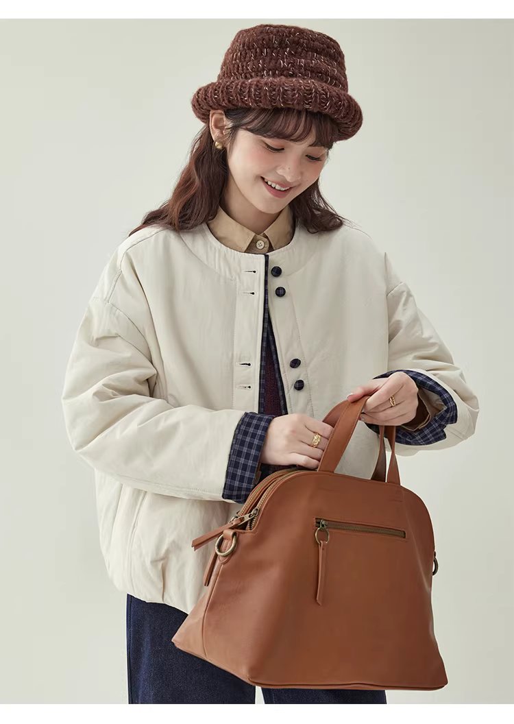 撞色單排扣落肩長袖保暖棉服外套女冬季寬鬆圓領上衣,撞色單排扣落肩長袖保暖棉服外套女冬季寬鬆圓領上衣,HBEW5129,撞色單排扣落肩長袖保暖棉服外套女冬季寬鬆圓領上衣,圓領排扣,格紋拼接