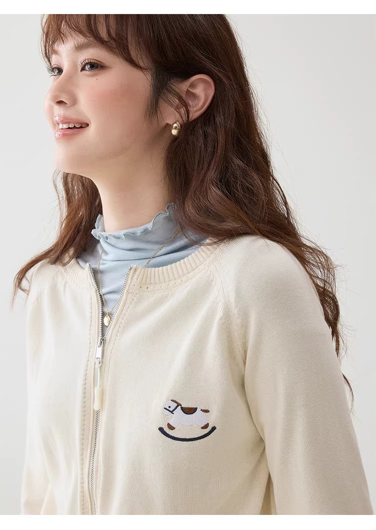 刺繡小馬拉鏈針織開襟衫女26春季新款純棉長袖上衣,刺繡小馬拉鏈針織開襟衫女26春季新款純棉長袖上衣,HBFS5000,刺繡小馬拉鏈針織開襟衫女26春季新款純棉長袖上衣,小馬刺繡,全棉面料