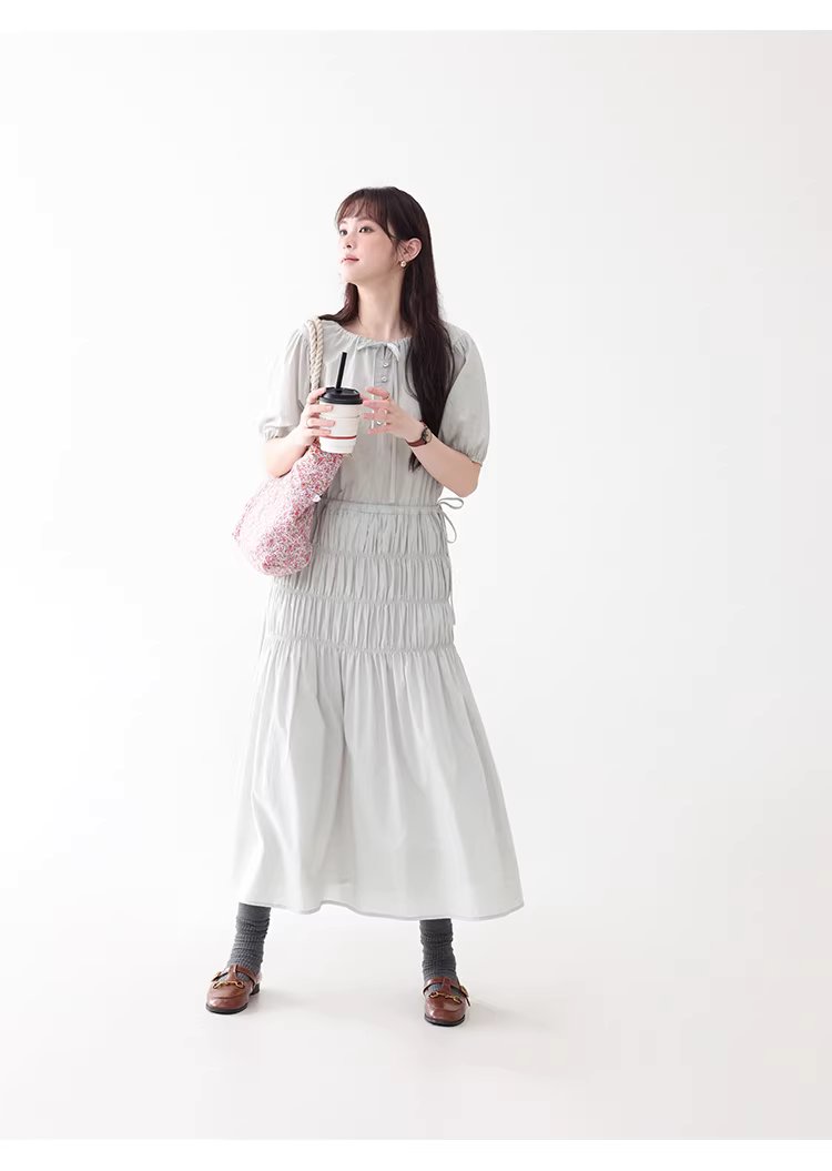 小眾褶皺收腰顯瘦洋裝女夏季新款純棉短袖長裙,小眾褶皺收腰顯瘦洋裝女夏季新款純棉短袖長裙,HBFS7019,小眾褶皺收腰顯瘦洋裝女夏季新款純棉短袖長裙,褶皺收腰,全棉面料