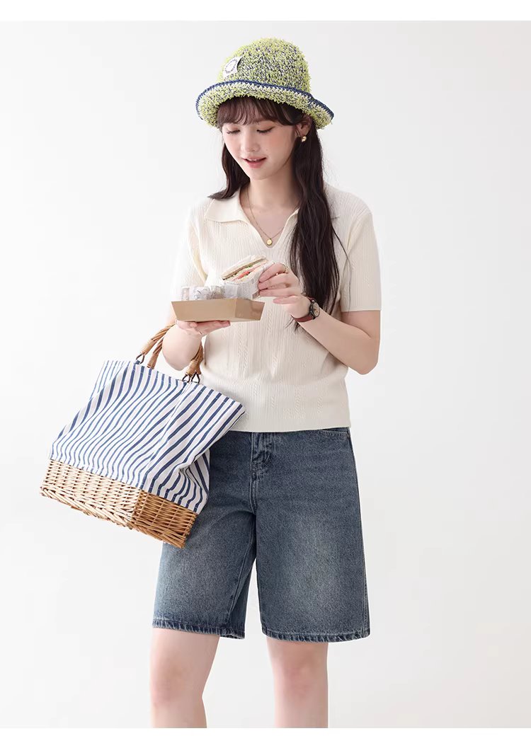 純色扭花翻V領短袖針織衫女26夏季新款溫柔顯瘦上衣,純色扭花翻V領短袖針織衫女26夏季新款溫柔顯瘦上衣,HBFS1054,純色扭花翻V領短袖針織衫女26夏季新款溫柔顯瘦上衣,V型翻領,修身版型