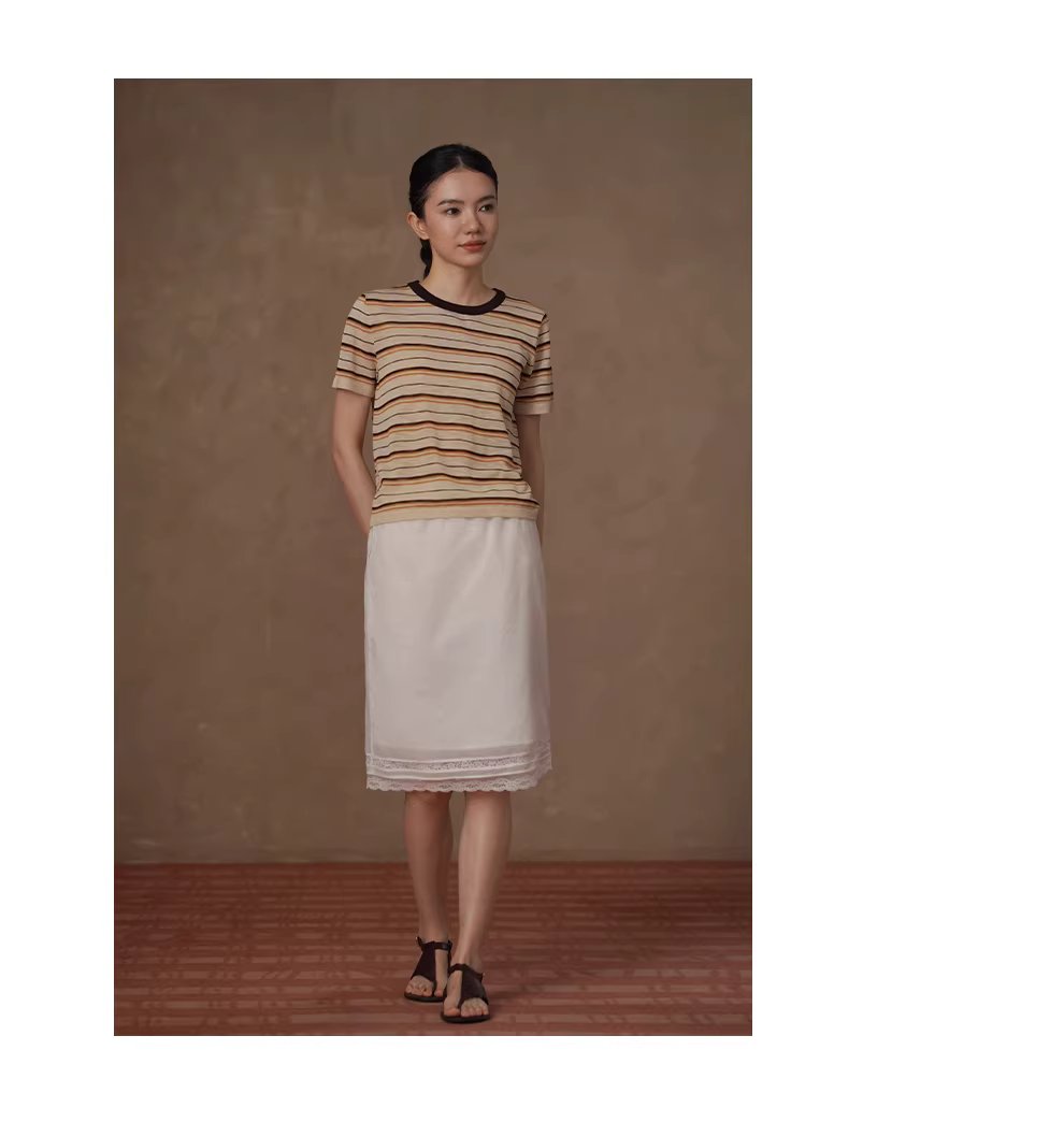 沙灘條紋超爽竹節麻紗線撞色圓領短袖寬鬆顯瘦針織上衣,沙灘條紋超爽竹節麻紗線撞色圓領短袖寬鬆顯瘦針織上衣,HBFS1095,沙灘條紋超爽竹節麻紗線撞色圓領短袖寬鬆顯瘦針織上衣,舒適清爽,撞色領口