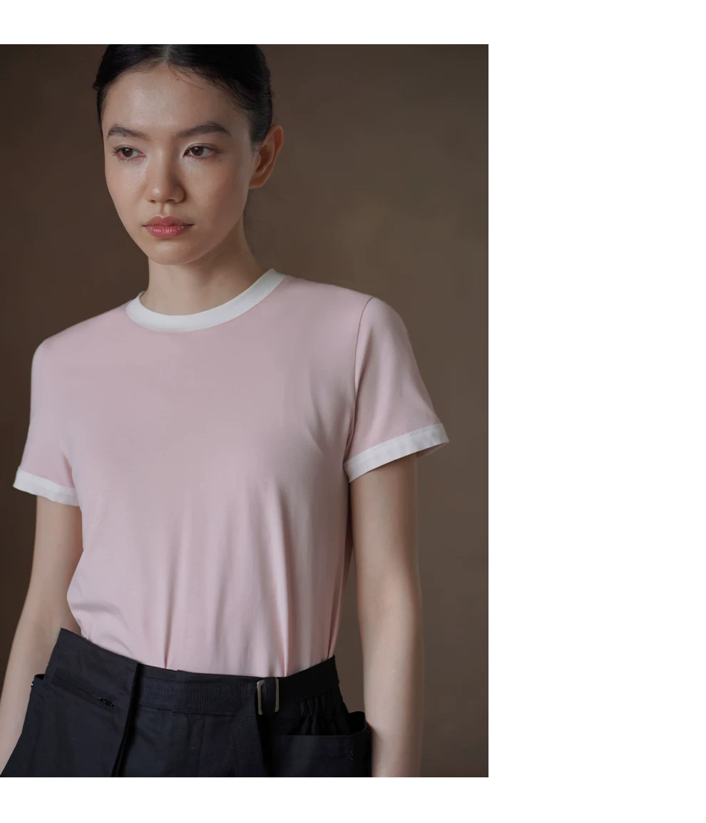 高支莫代爾霧面軟糯撞色領口減齡層次感基礎款短袖T恤女,高支莫代爾霧面軟糯撞色領口減齡層次感基礎款短袖T恤女,HBFS1153,高支莫代爾霧面軟糯撞色領口減齡層次感基礎款短袖T恤女,撞色領口,柔軟透氣