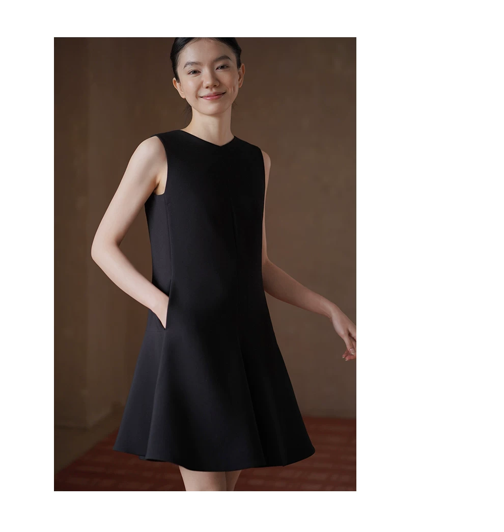 法式畫報V領無袖A字靈動波浪裙擺顯瘦氣質短洋裝女,法式畫報V領無袖A字靈動波浪裙擺顯瘦氣質短洋裝女,HBFS7125,法式畫報V領無袖A字靈動波浪裙擺顯瘦氣質短洋裝女,波浪裙擺,A字修身