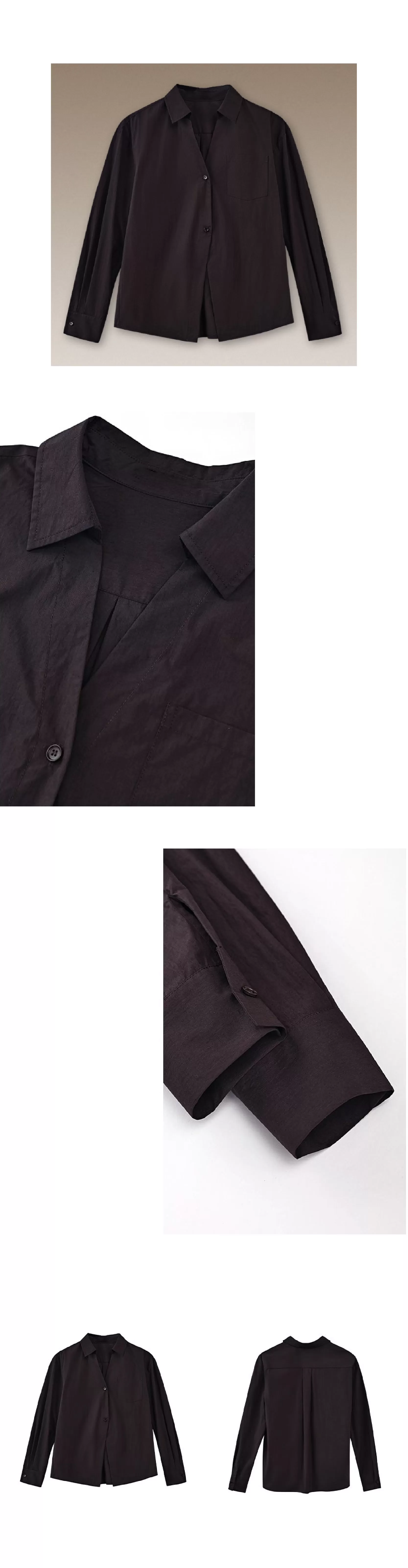 知識分子高智感襯衫濃鬱古巴咖寬鬆顯瘦V領廓形通勤上衣