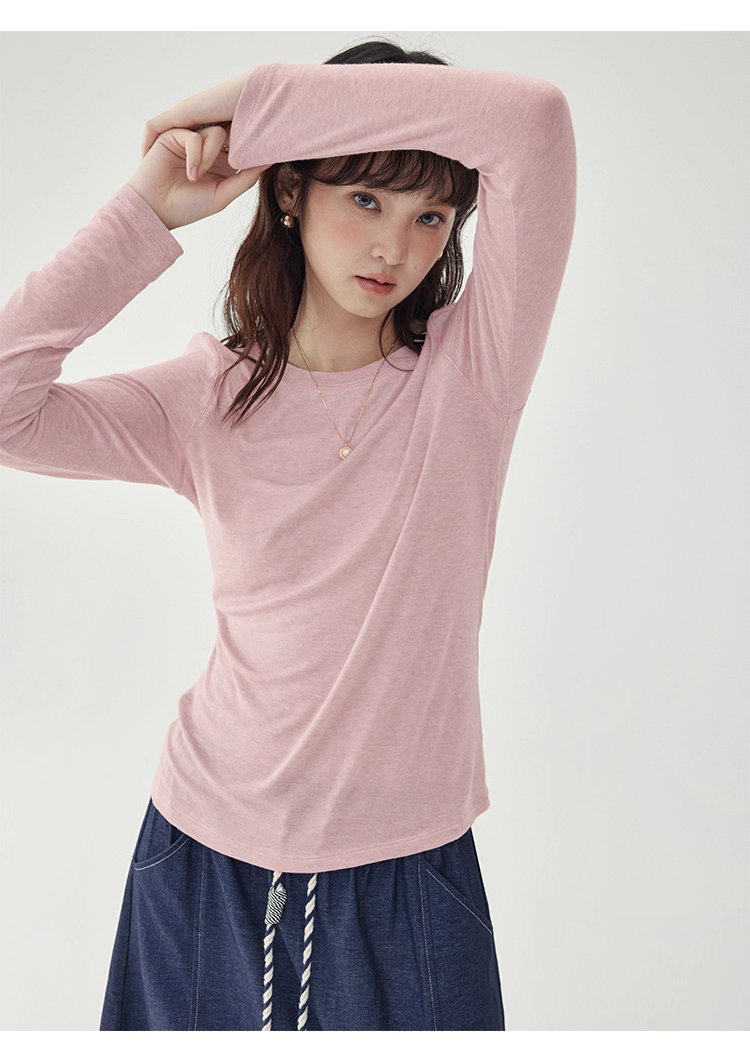 長袖修身薄款羊毛T恤女25秋季新款內搭上衣