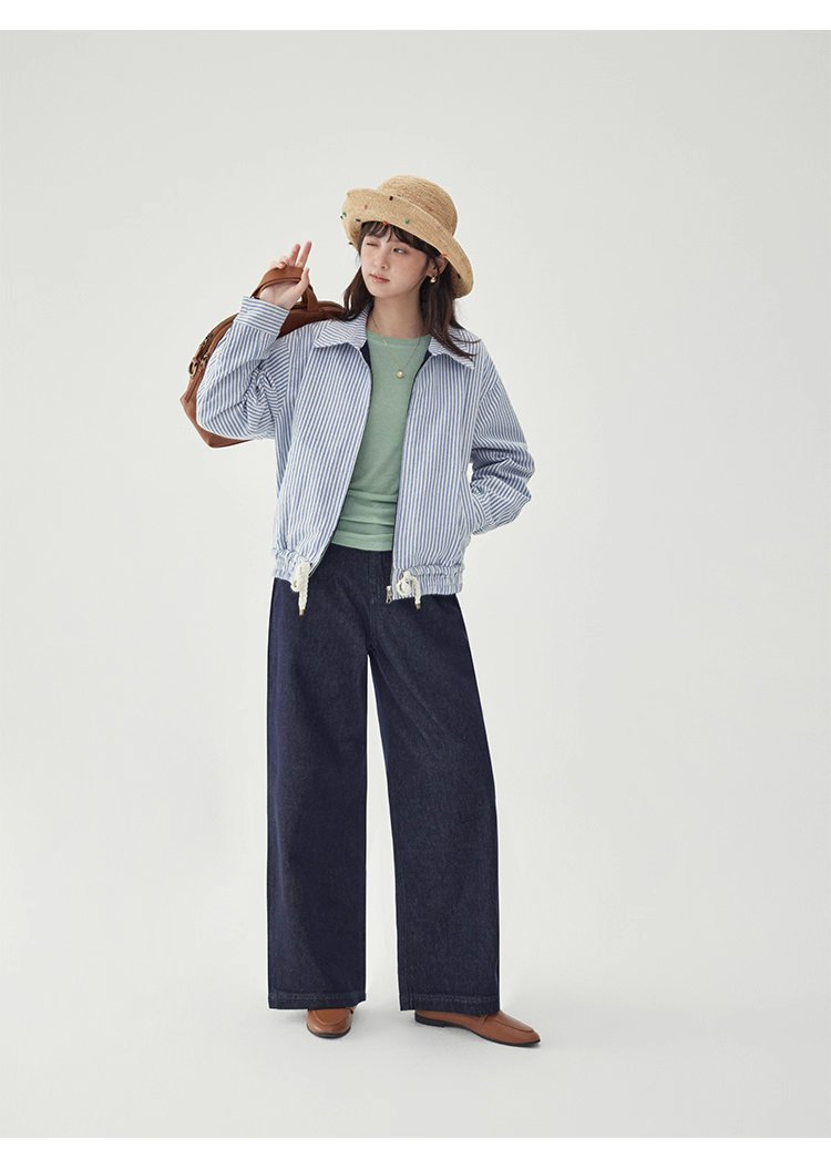 韓國翻領兩面穿拉鍊外套女秋季新款純棉長袖上衣