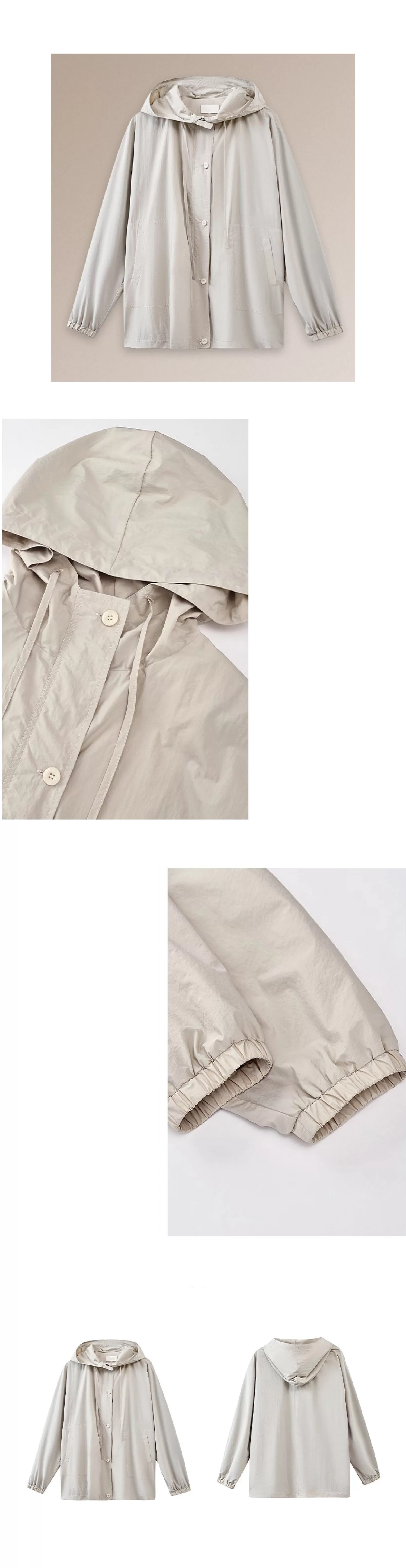 輕盈挺括山系少女外套寬鬆顯瘦連帽中長款輕戶外風衣女