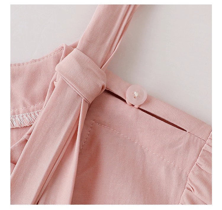 法式繫帶圓領粉紅洋裝女秋新款長袖a字中長裙