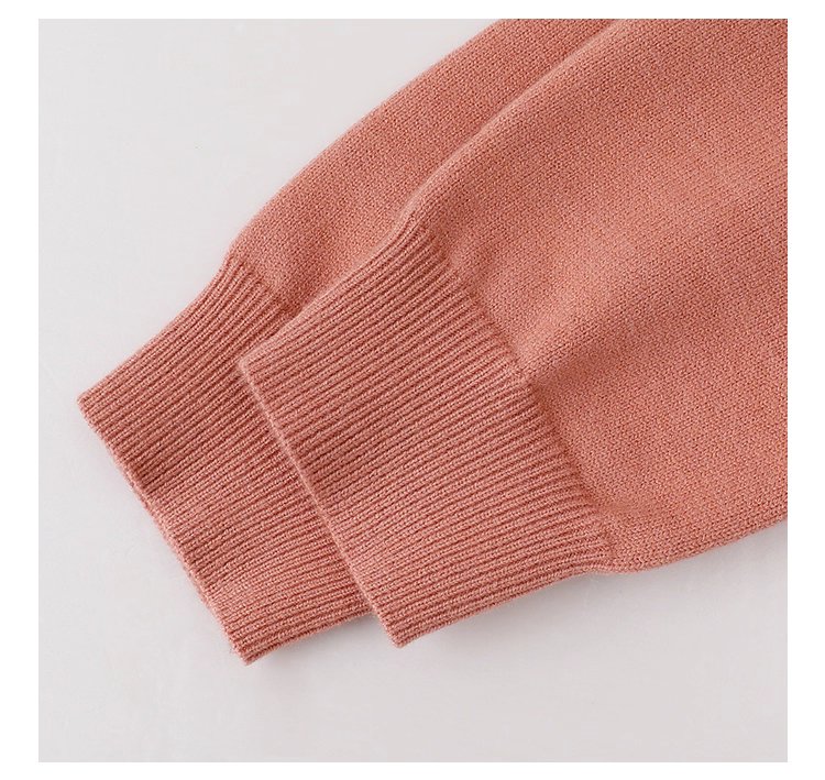 簡約純色下擺開叉針織衫女秋季新款圓領長袖上衣