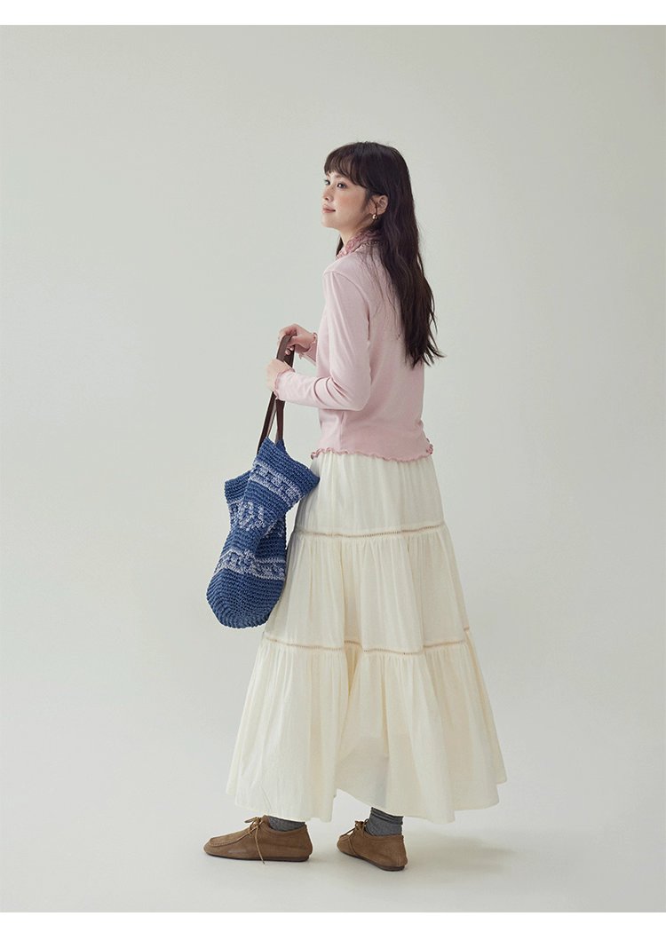 法式純棉拼接中長半身裙女秋季新款鬆緊腰蛋糕裙,法式純棉拼接中長半身裙女秋季新款鬆緊腰蛋糕裙,HBEW2009,法式純棉拼接中長半身裙女秋季新款鬆緊腰蛋糕裙,蛋糕裙擺,全棉面料