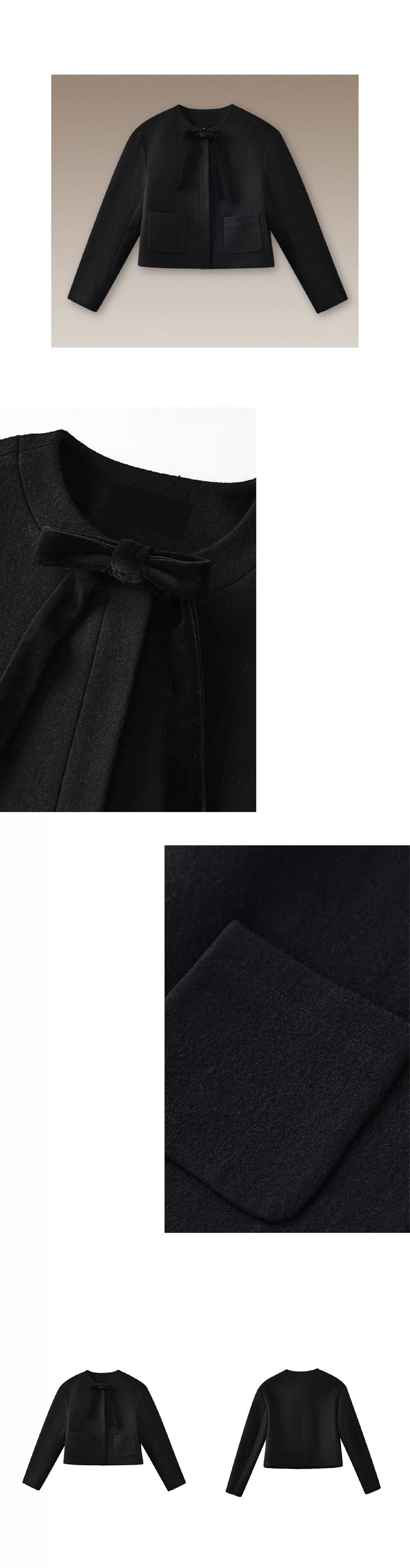 少女祈禱外套可拆式絲絨蝴蝶高含量羊毛短版正肩西裝女