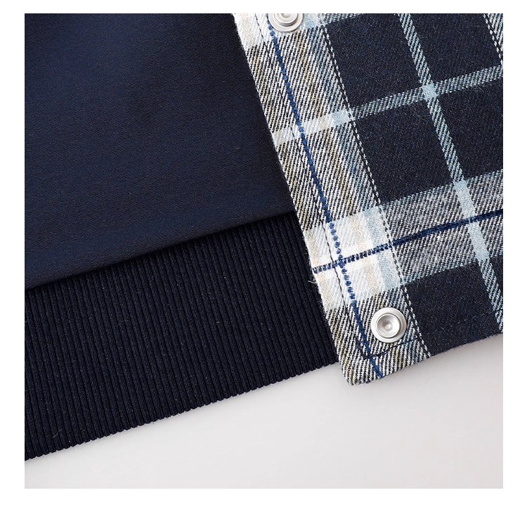 撞色格紋插肩袖摁扣外套女秋季新款長袖外套上衣