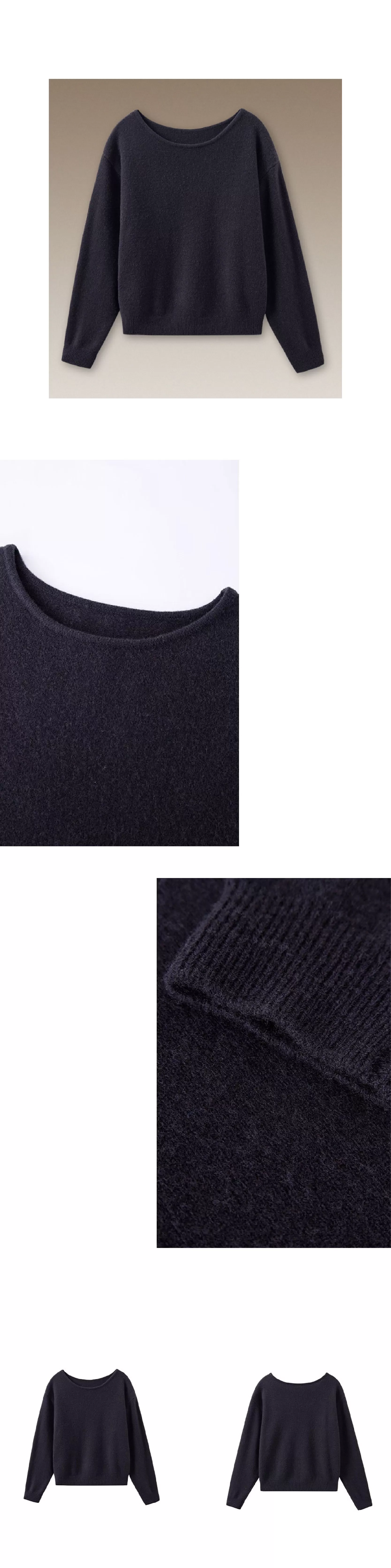 溫柔實用100羊毛窄邊收針一字領寬鬆慵懶顯瘦通勤毛衣女