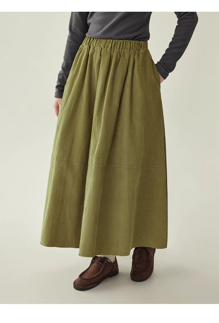 卡其綠燈芯絨高腰半身裙女25冬季新款純棉a字中長裙,卡其綠燈芯絨高腰半身裙女25冬季新款純棉a字中長裙,HBEW2032,卡其綠燈芯絨高腰半身裙女25冬季新款純棉a字中長裙,A字裙型,燈芯絨