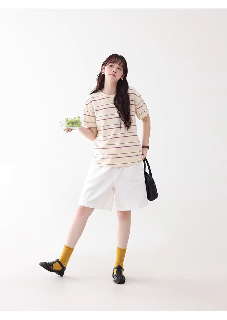 多巴胺撞色條紋落肩短袖T恤女夏季新款甜美圓領上衣,多巴胺撞色條紋落肩短袖T恤女夏季新款甜美圓領上衣,HBFS1050,多巴胺撞色條紋落肩短袖T恤女夏季新款甜美圓領上衣,撞色橫紋,舒適面料