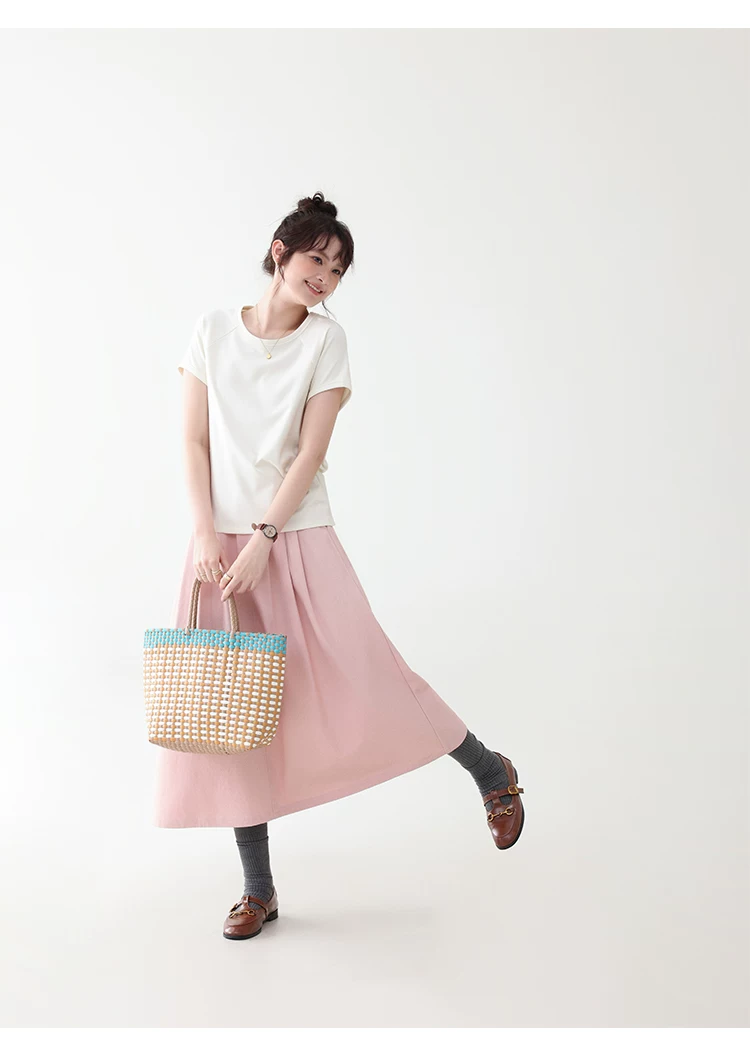 雙面長絨棉舒適短袖T恤女夏季新款通勤百搭上衣,雙面長絨棉舒適短袖T恤女夏季新款通勤百搭上衣,HBFS1105,雙面長絨棉舒適短袖T恤女夏季新款通勤百搭上衣,必備單品,天絲混棉