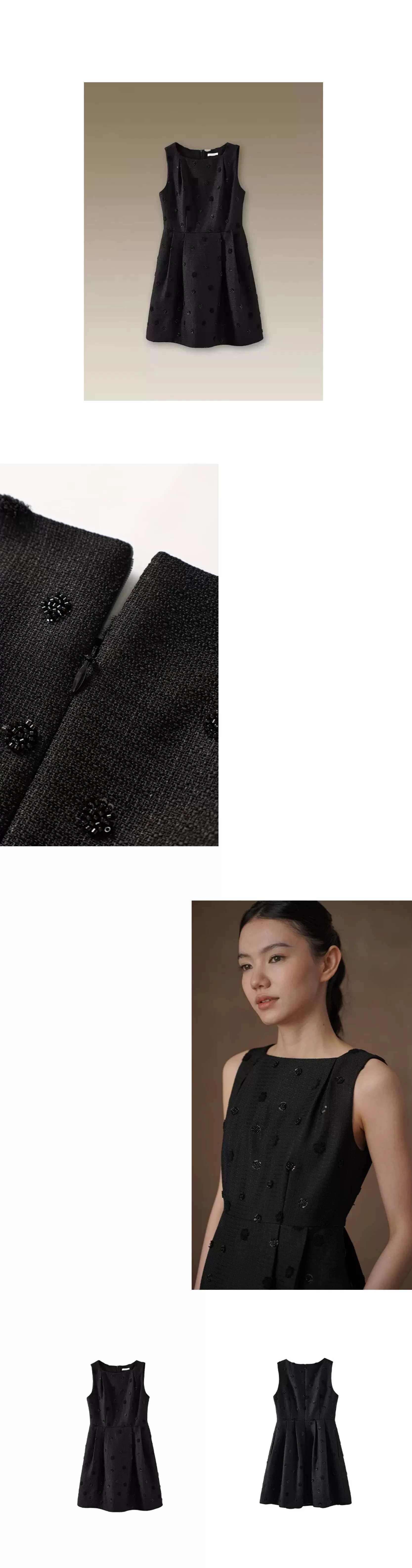 超重工立體繡花手工釘珠收腰一字領顯瘦短款無袖洋裝,超重工立體繡花手工釘珠收腰一字領顯瘦短款無袖洋裝,HBFS7049,超重工立體繡花手工釘珠收腰一字領顯瘦短款無袖洋裝,小香氣質,立體繡珠