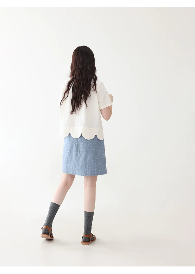 設計感波浪下擺純棉襯衫女夏新款減齡娃娃領上衣,設計感波浪下擺純棉襯衫女夏新款減齡娃娃領上衣,HBFS1112,設計感波浪下擺純棉襯衫女夏新款減齡娃娃領上衣,花邊衣襬,全棉面料