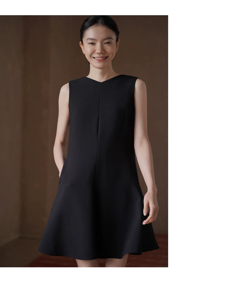 法式畫報V領無袖A字靈動波浪裙擺顯瘦氣質短洋裝女,法式畫報V領無袖A字靈動波浪裙擺顯瘦氣質短洋裝女,HBFS7125,法式畫報V領無袖A字靈動波浪裙擺顯瘦氣質短洋裝女,波浪裙擺,A字修身