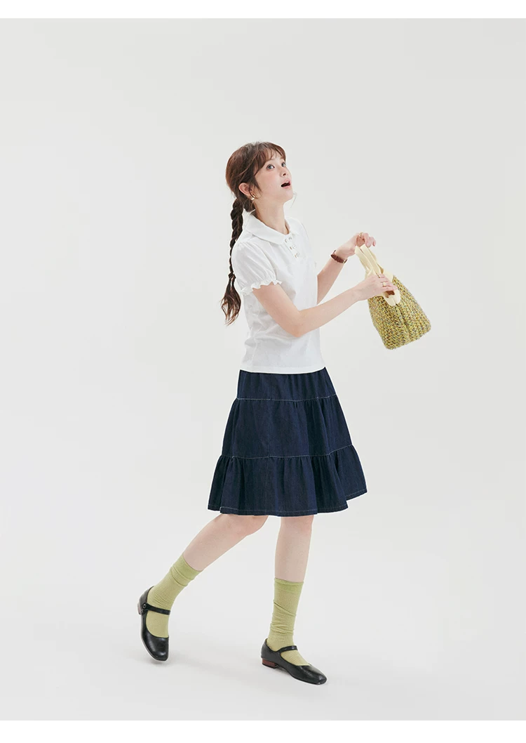 雙排扣元寶領蕾絲短袖T恤女夏新款甜美白色上衣,雙排扣元寶領蕾絲短袖T恤女夏新款甜美白色上衣,HBFS1279,雙排扣元寶領蕾絲短袖T恤女夏新款甜美白色上衣,雙排扣,修身版型