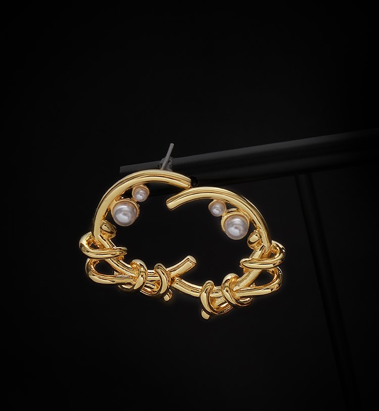 輕奢925銀針復古法式珍珠耳環