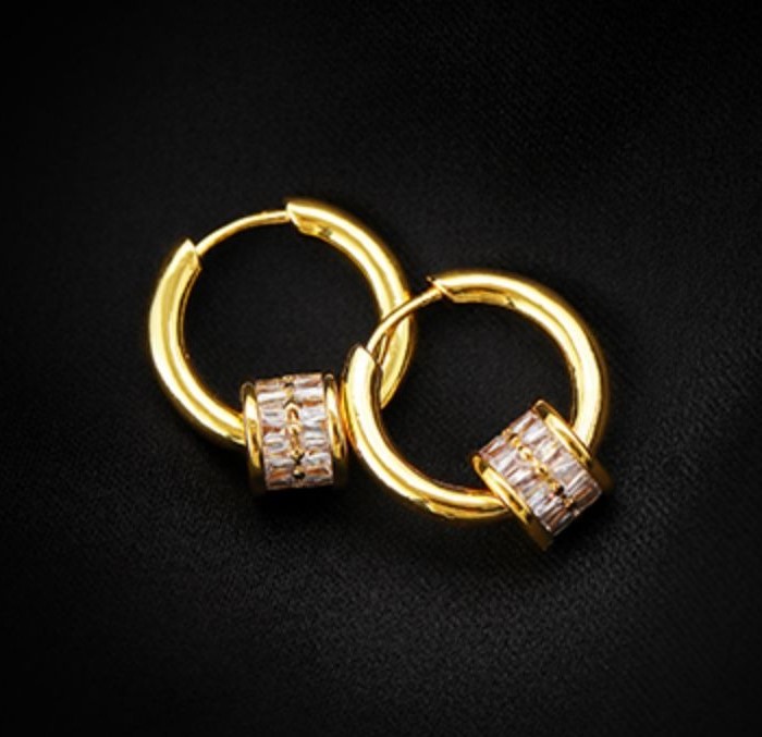 小眾鋯石輕奢設計k金色歐式大氣百搭耳飾