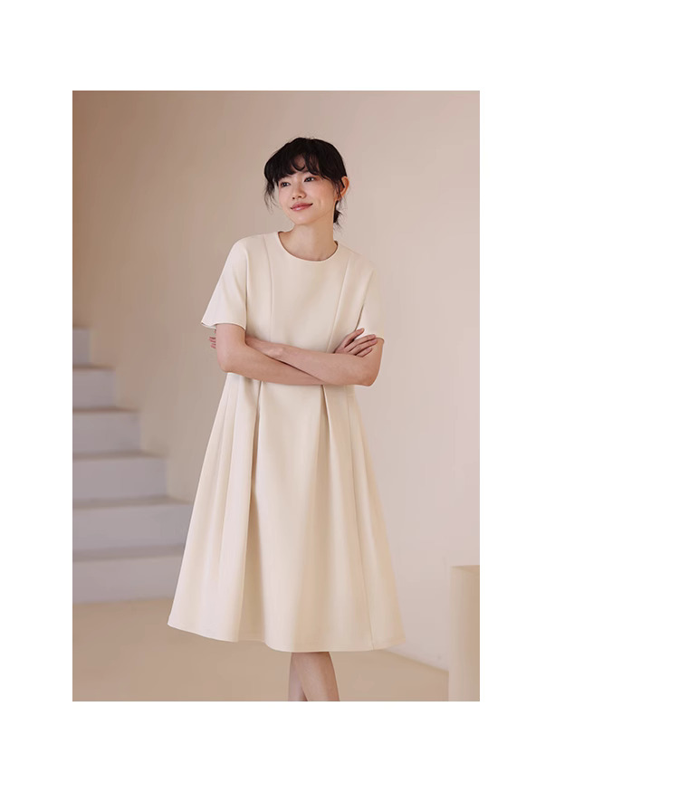 唯美天鵝氣質公主線瘦腰分割立體剪裁顯瘦赫本連身裙女