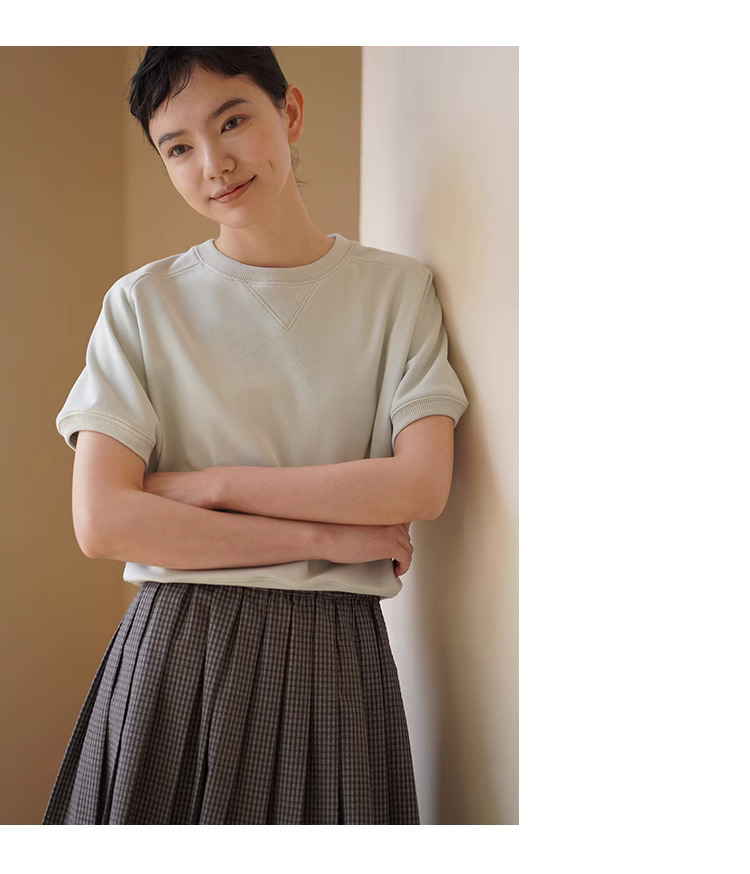 高比例棉柔軟迷你毛圈衛衣布料顯瘦插肩袖寬鬆休閒T恤女