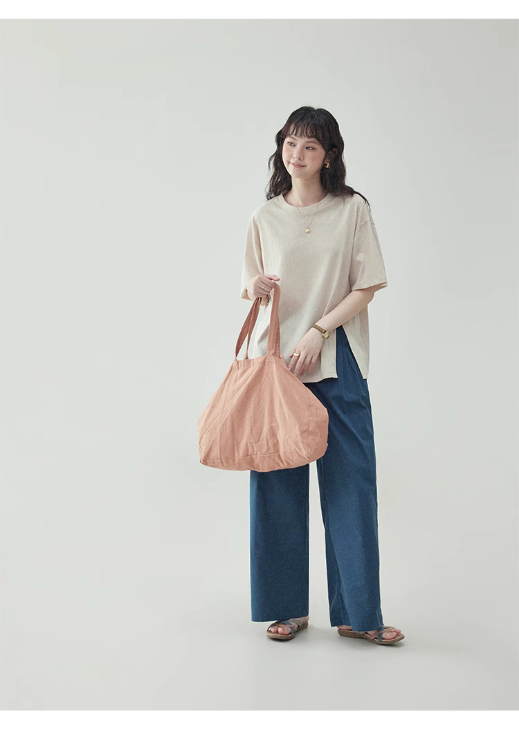 復古純色開叉短袖T恤女夏季新款設計感寬鬆上衣