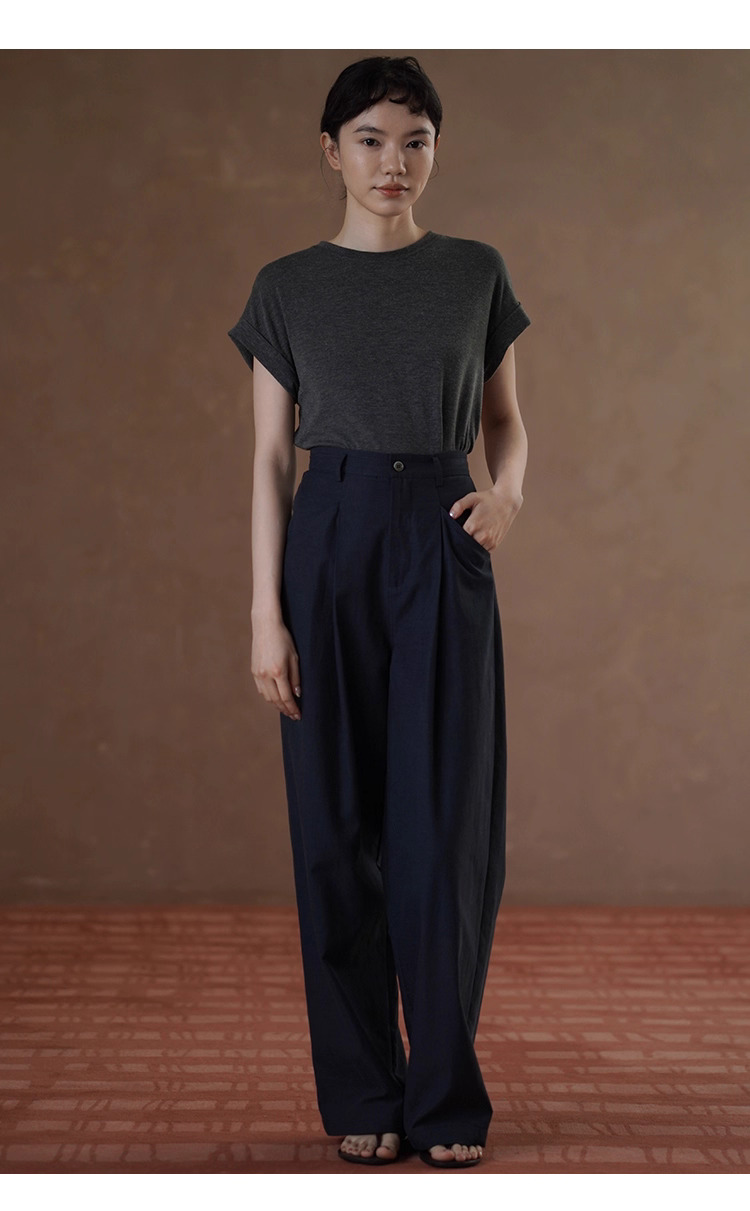 都會通勤女小眾設計長褲顯瘦高腰雙分割寬鬆紗卡寬腿褲,都會通勤女小眾設計長褲顯瘦高腰雙分割寬鬆紗卡寬腿褲,HBES3097,都會通勤女小眾設計長褲顯瘦高腰雙分割寬鬆紗卡寬腿褲,高腰壓摺,天絲混紡