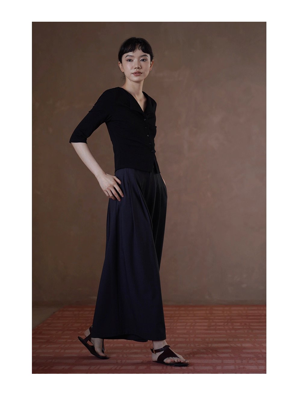 無痛顯瘦神褲綿羊毛萊賽爾混紡爽垂A字闊腿遮肉通勤長褲