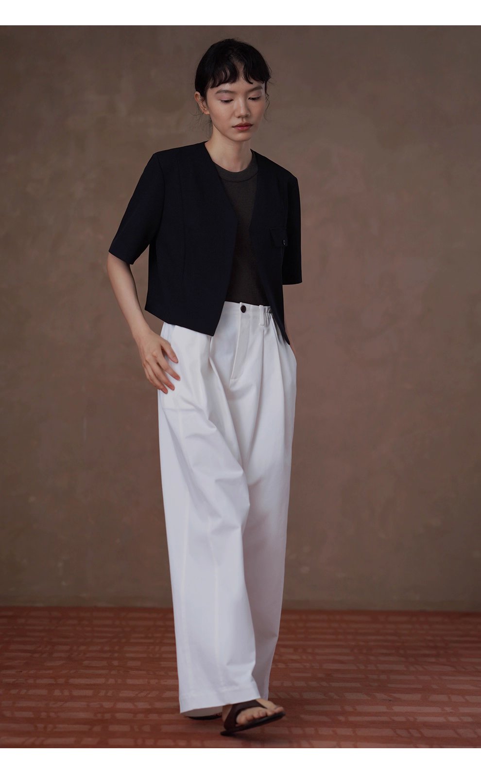 跨季節實用基礎單品分割顯瘦俐落寬鬆版型高腰寬長褲