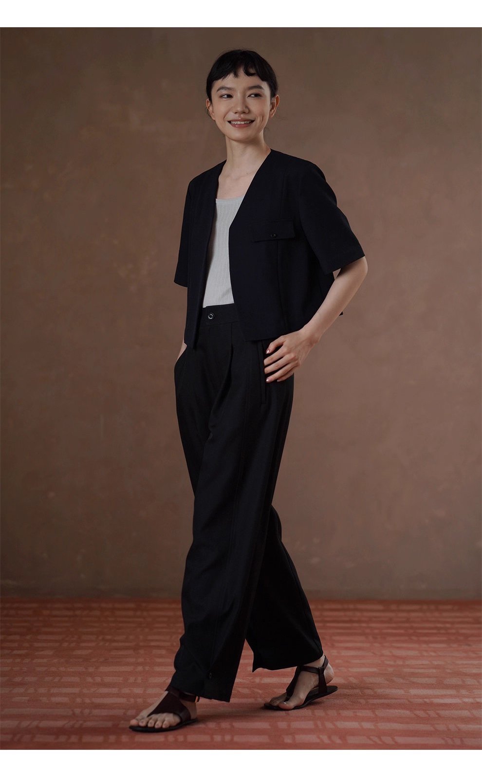 晨會通勤西裝褲垂順顯瘦可調腳口設計通勤闊腿長褲女