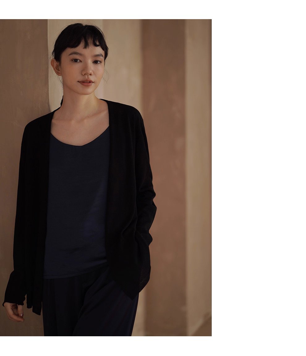 紙片人開襟衫萊賽爾亞麻輕薄寬鬆顯瘦慵懶通勤針織外套女