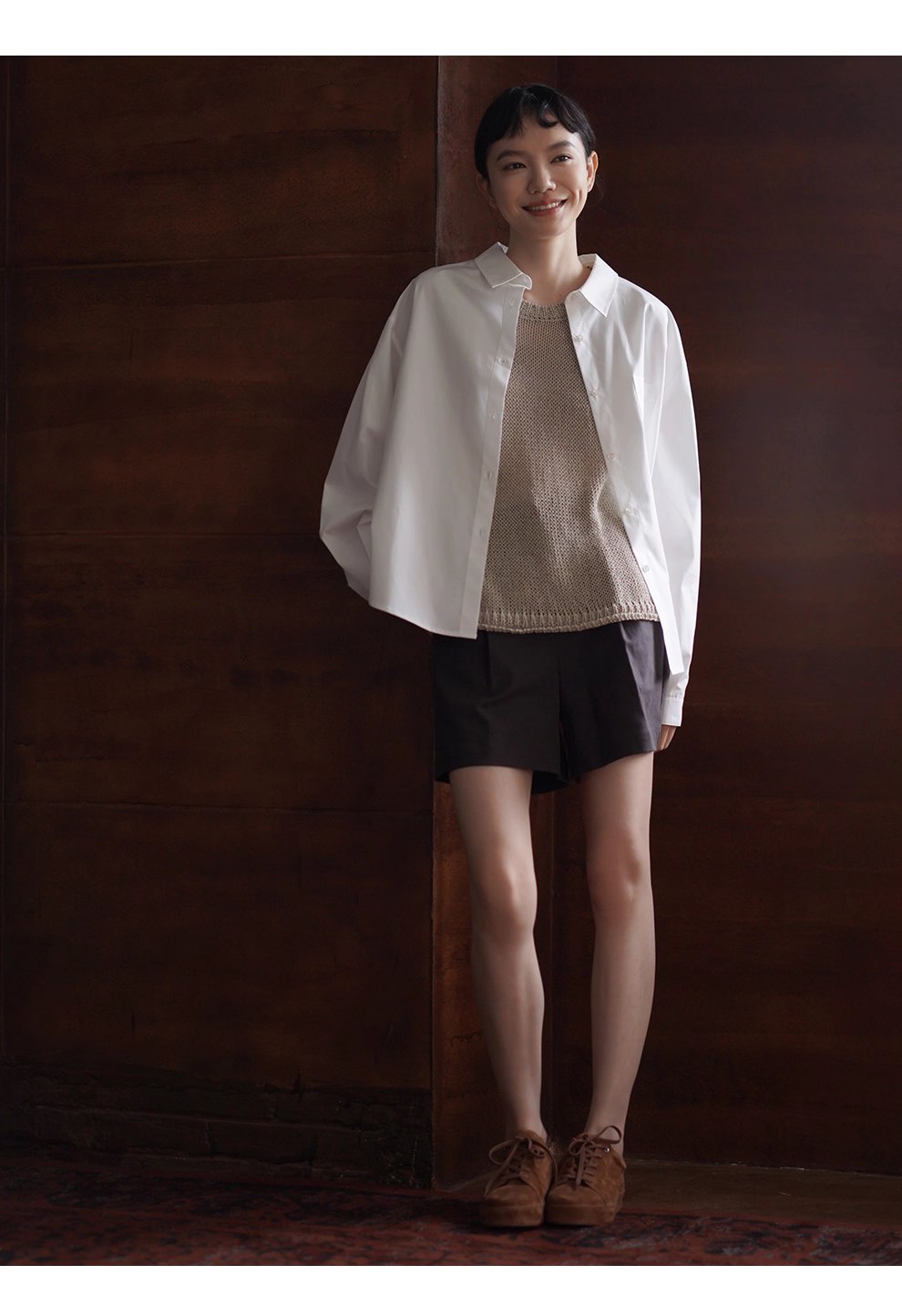 版型王者襯衫萊賽爾棉挺括寬鬆長袖通勤顯瘦翻領上衣女