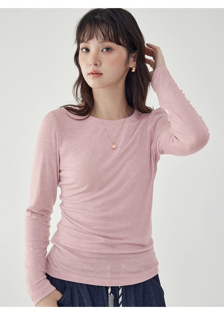 長袖修身薄款羊毛T恤女25秋季新款內搭上衣