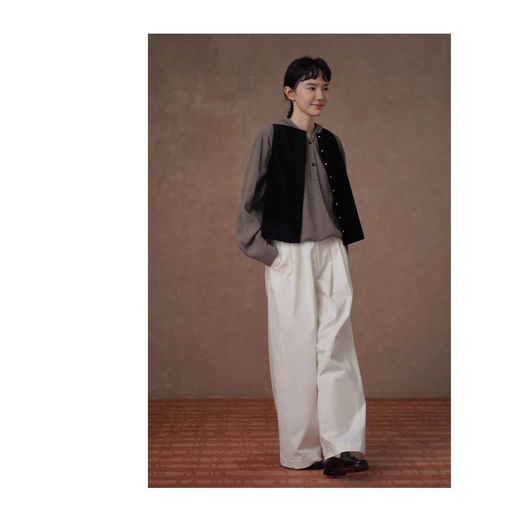 垂爽絲滑綿軟手感顯瘦寬鬆上衣半門襟休閒連帽長袖襯衫