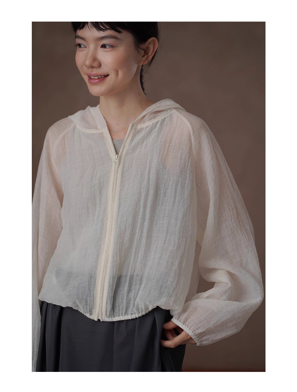 泡沫海洋肌理外套薄款透氣連帽長袖顯瘦休閒寬鬆上衣