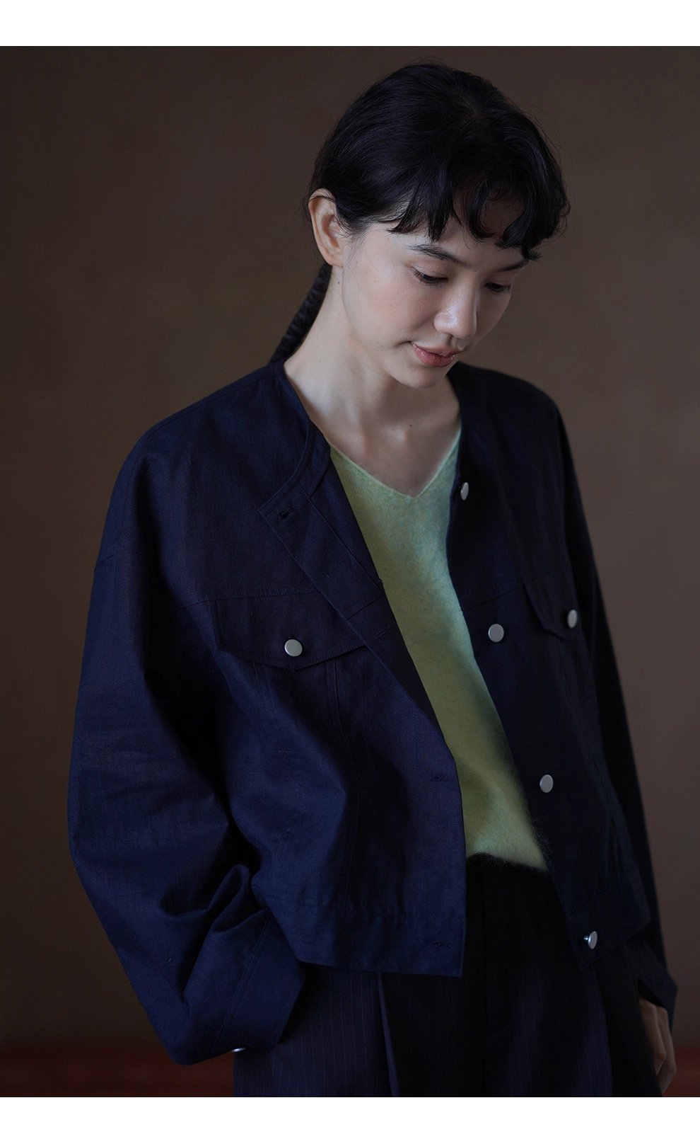 輕工裝挺括透氣苧麻棉寬鬆箱型短長袖顯瘦通勤外套女