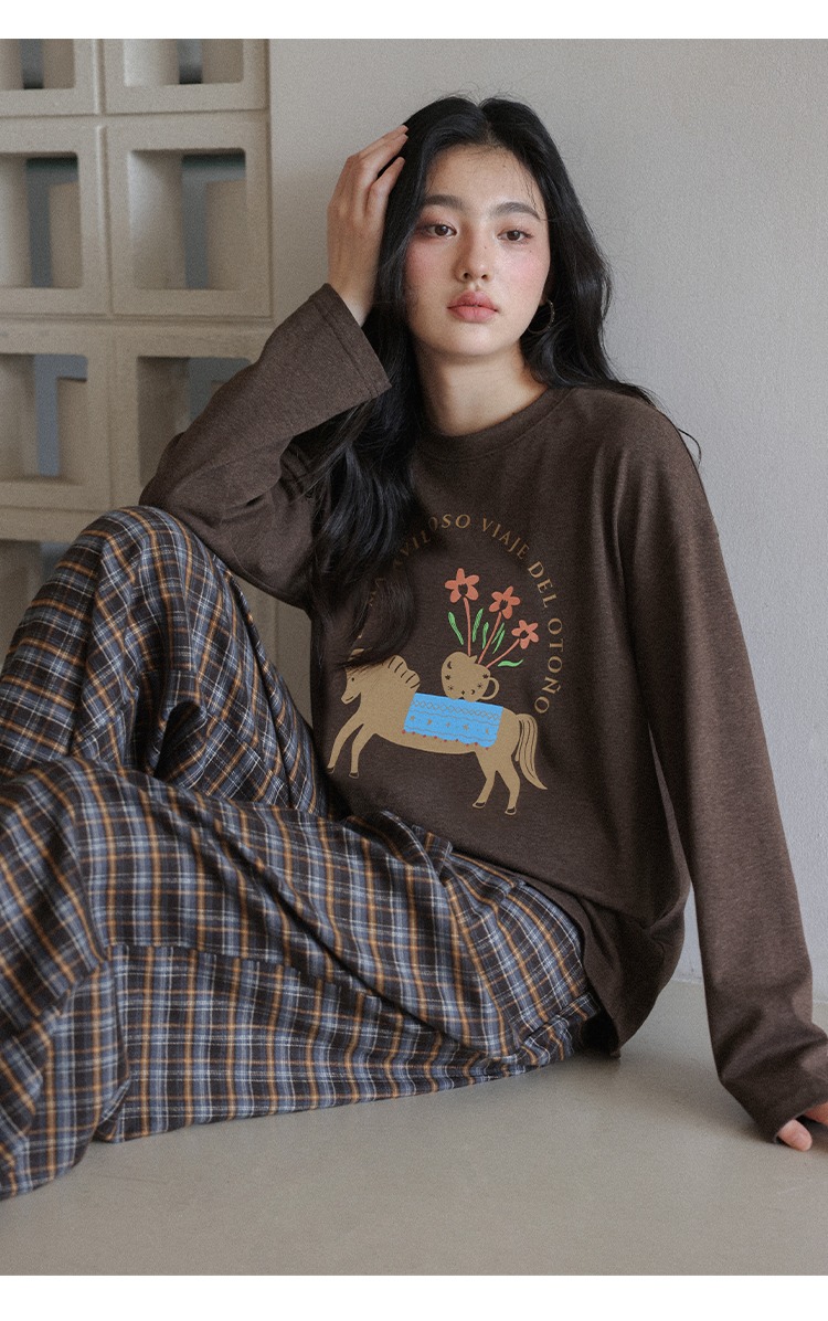 大尺碼胖mm長袖T恤秋季琥珀流光穿搭咖色上衣